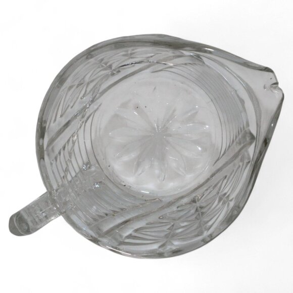 Vintage Pressed Glass Creamer With Starburst Pattern & Ribbed Handle - Picture 5 of 5